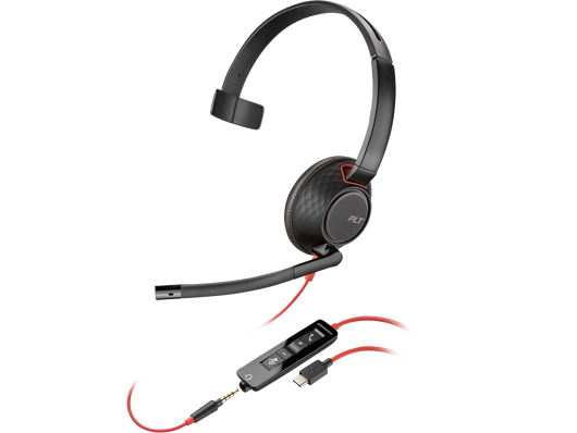Poly Blackwire 5210-M Mono USB-C Headset +3.5mm Plug +USB-C/A Adapter