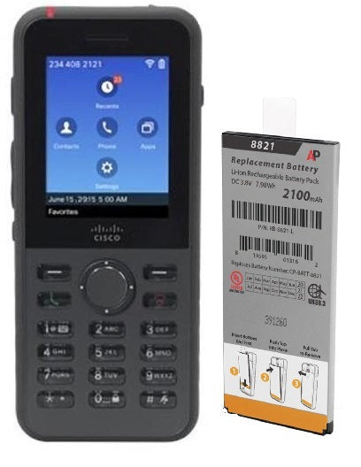 Cisco CP-8821-K9+BATTERY - Refurbished 8821  and New Extended Life Battery, with XML file