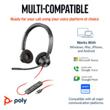 Poly Blackwire 3320 Stereo USB-C Headset +USB-C/A Adapter