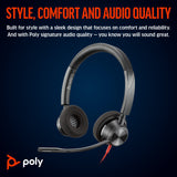 Poly Blackwire 3320 Stereo USB-C Headset +USB-C/A Adapter