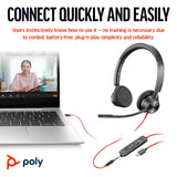 Poly Blackwire 3325 Stereo USB-C Headset +3.5mm Plug +USB-C/A Adapter