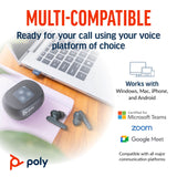 Poly Voyager Free 60+M UC Carbon Black Earbuds +BT700 USB-C Adapter +Touchscreen Charge Case