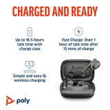 Poly Voyager Free 60+M UC Carbon Black Earbuds +BT700 USB-C Adapter +Touchscreen Charge Case