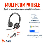 Poly Blackwire 8225 Stereo USB-C Headset +USB-C/A Adapter